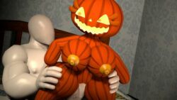 3d anthro faceless_male female five_nights_at_freddy's five_nights_at_freddy's_4 halloween jack_o_pumpkin_(fnaf) male pumpkin pumpkin_girl pumpkin_head source_filmmaker straight