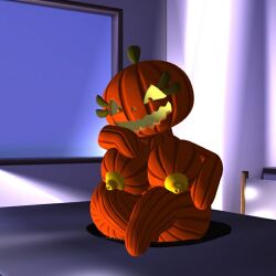 3d anthro female five_nights_at_freddy's five_nights_at_freddy's_4 halloween jack_o_pumpkin_(fnaf) pumpkin pumpkin_girl pumpkin_head solo source_filmmaker