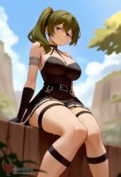 1girls 2d ai_generated ass bare_shoulders barefeet big_ass big_breasts breasts erophoenix feet female female_focus full_body green_hair long_hair looking_at_viewer looking_back miniskirt nude pale_skinned_female patreon_username ponytail smile soles solo solo_female sousou_no_frieren sweat thick thick_thighs toes ubel_(sousou_no_frieren) uncensored
