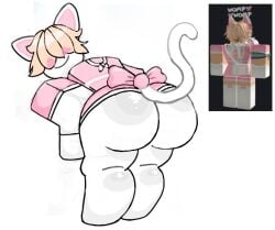 1boy ass blocky_body blonde_hair bowtie bubble_ass bubble_butt cat_ears cat_tail femboy gay maid_uniform male onnie_(railroads) railroads reference_image roblox roblox_avatar roblox_game robloxian self_upload shiny shiny_skin steamedbroco tagme thighhighs thighs white_skin