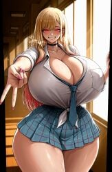 1girls ai_generated aroused big_ass big_breasts big_thighs blonde_female blonde_hair blonde_hair blonde_hair_female breasts breasts_bigger_than_head cleavage collar collarbone colored_hair curvaceous curvaceous_figure curvy curvy_body curvy_female curvy_figure curvy_hips female female female_focus female_only gigantic_breasts glowing_eyes gyaru hips hips_wider_than_shoulders huge_breasts huge_butt huge_thighs indoors kitagawa_marin large_breasts long_hair looking_at_viewer multicolored_hair my_dress_up_darling nail_polish nails_painted nunai peace_sign perfect_body red_eyes school school_uniform schoolgirl seductive_look skirt smile solo solo_female solo_focus sono_bisque_doll_wa_koi_wo_suru standing steam steaming_body steamy_breath sunlight sunlight_rays thick_hips thick_thighs tie venus_body voluptuous voluptuous_female wide_hips