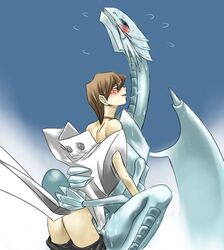 blue-eyes_white_dragon blush dragon male/ambiguous seto_kaiba tagme yu-gi-oh!