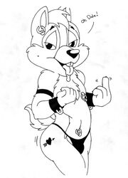 4_fingers anthro bark_(artist) chip chip_'n_dale_rescue_rangers chipmunk clothing disney male male_only monochrome nipples solo standing tagme toony