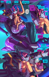 1boy 2019 2girls airachnid alien alien_girl anus apple_butt arcee arcee_(prime) areola ass balls bedroom_eyes black_eyes black_hair black_sclera blue_eyes blush bottomless breasts clothed clothing comic cybertronian domination english_text female female_domination fred_perry gigantic_breasts group group_sex hair half-closed_eyes heart hi_res huge_ass huge_breasts huge_cock human humanoid hyper hyper_penis jack_darby larger_female looking_back machine male male_human/female_alien male_human/female_humanoid male_human/female_robot mammal mature_female mini_giantess naughty_face nipples open_mouth outercourse paizuri penis purple_eyes reverse_paizuri robot robot_girl seductive seductive_smile sex shirt size_difference smaller_male smile speech_bubble straight text thick_thighs threesome top_heavy topwear transformers transformers_prime