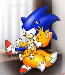 anthro canine closed_eyes fox fur handjob hedgehog interspecies male male_only mammal multiple_males nude sitting sonic_(series) sonic_the_hedgehog sonic_the_hedgehog_(series) sonic_the_hedgehog_2 tagme tails twotails wink