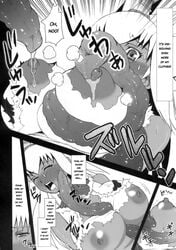 1girls 2008 capcom comic comiket_74 dialogue english_text flying_wyvern hunter-chan_dai_pinchi!! hunter_(monster_hunter) imminent_rape khezu kirin_(armor) mizuki_honey monochrome monster_hunter monster_hunter_freedom_unite monster_hunter_g nipples red_khezu source_request tagme