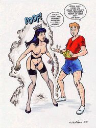 1girls 2000 adam_walters archie_andrews archie_comics body_swap crown female garter_belt gender_transformation genie_lamp human human_only jughead_jones lamp light-skinned_female light-skinned_male light_skin male pussy rule_63 stockings straight tebra thighhighs transformation veronica_lodge