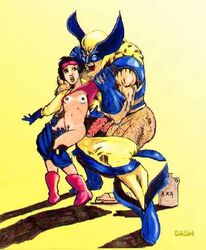 1990s 1999 1girls 20th_century asian dash_riprock female interracial james_howlett jubilee marvel straight_hair wolverine_(x-men) x-men