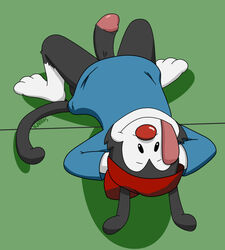 animaniacs anthro black_body black_fur bottomless clothed clothing erection fur genitals headgear hi_res inkblot karras male male_only mammal penis simple_background solo tongue tongue_out wakko_warner warner_brothers