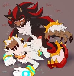 all_fours anal anthro claws duo eulipotyphlan foreskin genitals hand_on_head hi_res male male/male male_only mammal oodi_(artist) penis shadow_the_hedgehog shadow_the_werehog silver_the_hedgehog size_difference sonic_(series) sonic_the_hedgehog_(series) were wereeulipotyphlan werehog