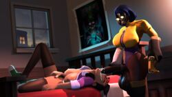 1futa 1girls 3d 4k balls big_balls big_penis black_hair blowjob blue_hair breasts cock_ring cum cum_in_mouth cum_inside fellatio female fempyro futanari gas_mask glasses highres masturbation miss_pauling nipples penis pyro pyro_(team_fortress_2) revhearts source_filmmaker team_fortress_2 thigh_boots thighhighs