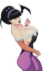 1girls aged_up alternate_breast_size avatar_legends avatar_the_last_airbender big_breasts black_hair black_lipstick blind breasts cleavage clothing cosplay darkstalkers earth_kingdom female female_focus female_only green_eyes green_lipstick hourglass_figure huge_breasts large_breasts lipstick morganagod morrigan_aensland_(cosplay) nickelodeon solo the_legend_of_korra toph_bei_fong white_background