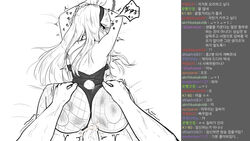 ahegao ass ass_grab bedroom breasts bunny_ears bunnysuit chains chat cum cum_in_pussy danganronpa danganronpa_2:_goodbye_despair fishnets from_behind heart korean_text livestream penetration pingo pleasure_face sex sonia_nevermind straight_hair super_danganronpa_2 vaginal_penetration