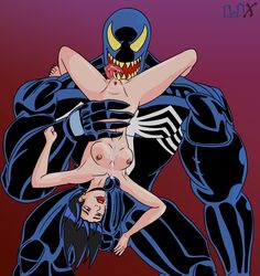 1boy 1girls big_penis black_hair breasts brown_eyes claws cum cum_on_breasts cumming cunnilingus dedx eddie_brock fangs female hotpocketart human humanoid interspecies large_penis legs_apart licking_cum licking_penis light-skinned_female light_skin male marvel marvel_animated_universe monster monster_cock muscular_male naoko_yamada-jones nude oral pink_nipples pussy pussy_juice size_difference spider-man_(series) spider-man_unlimited straight symbiote tongue upside-down venom_(marvel)