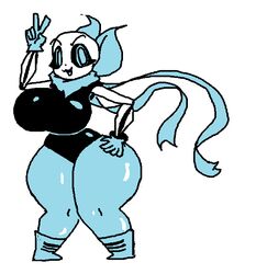 1girls 2020 2d :3 bandana big_ass black_sclera blue_bandana blue_boots blue_eyes blue_gloves blue_ribbon blue_scarf blue_tongue boots ectobody female female_only gloves huge_breasts humanoid peace_sign ribbons rule_63 scarf solo tagme the_absolute thiccberry underswap_sans undertale_(series) undertale_fanfiction