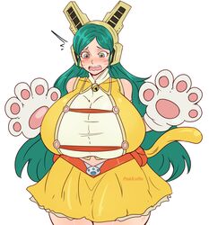 1girls arms_up artist_name bare_shoulders belt big_breasts blush breasts breasts_bigger_than_head cat_ears cat_paws cleavage collared_dress commission costume curvaceous curvy curvy_female curvy_figure dress eyelashes green_hair headgear hero_outfit_(mha) high_resolution huge_breasts human human_only my_hero_academia open_mouth orange_belt overflowing_breasts parody patreon patreon_reward pinkkoffin ragdoll_(my_hero_academia) scars simple_background stacked_lady standing superheroine surprised tail thick_thighs tight_clothing tomoko_shiretoko twitter_username voluptuous whisker_markings whiskers white_background wild_wild_pussycats yellow_dress yellow_eyes yellow_skirt