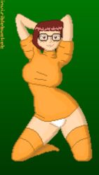 breasts female hanna-barbera invisiblebucket looking_at_viewer panties pixel_art rough_sketch scooby-doo seductive solo thighs velma_dinkley