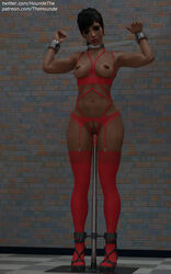 3d arms_up ass bdsm_outfit big_ass black_hair blizzard_entertainment bondage curvaceous curvy curvy_body dark-skinned_female dark_skin dildo exhausted eyeshadow female femsub fit_female high_heels huge_ass large_ass lingerie makeup medium_breasts navel_piercing nipple_piercing nipples one_bar_prison overwatch pharah piercing pubic_hair pussy red_lingerie ruined_makeup sex_toy solo solo_female standing submissive thehounde thick thick_ass thick_thighs tied_hands tied_up vaginal_insertion vaginal_penetration voluptuous wide_hips