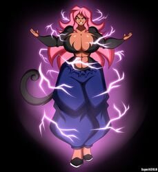 >:d 1girls 2018 abs artist_name aura baggy_pants bare_shoulders biceps big_breasts bimbo black_background black_fur black_tail blue_pants breasts breasts_out commission covered_breasts covered_nipples dragon_ball dragon_ball_xenoverse electric electric_shock electricity evil evil_grin evil_smile female female_focus female_only female_solo fur hips hourglass_figure lightning long_hair looking_at_viewer looking_pleasured muscles muscular muscular_female original_character pink_glow pink_hair ripped_pants saiyan saiyan_tail shiny shiny_breasts shiny_clothes shiny_hair shiny_skin shoulders smile smiling smiling_at_viewer solo solo_female solo_focus spiked_hair super_saiyan super_saiyan_4 super_saiyan_rose superix tail tan_body tan_skin thick topless topless_female watermark wide_hips yellow_eyes