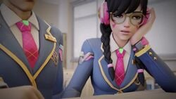 1girls 2boys 3d academy_d.va animated blizzard_entertainment classroom d.va desk enhibitionism faceless_male glasses hana_song handjob handjob_under_table magmallow medium_penis overwatch panties penis public_sex round_glasses school_uniform skirt sound stealth stealth_handjob stealth_sex teacher uncut under_table under_the_table video white_panties