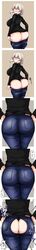 1girls ass big_ass big_breasts blushing booty dat_ass dokuropg embarrassed embarrassed_nude_female enf exposed_ass female huge_ass jeans large_ass long_hair mature_female milf mother pale-skinned_female pale_skin pants ripped_pants speech_bubble sweater text thick_ass thick_thighs thighs tight_jeans tight_pants uzaki-chan_wa_asobitai! uzaki_tsuki wardrobe_malfunction white_hair