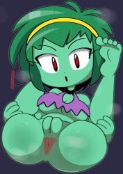 ! 1girls 2d anus ass big_ass big_breasts bottomless breasts bubble_butt clothed clothing feet_behind_head female female_only green-skinned_female green_skin huge_ass looking_at_viewer pussy rottytops shantae simple_background smooth_skin spreading spreading_ass tagme topwear vilepluff zombie