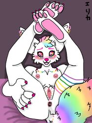 animal_humanoid anthro canid canid_humanoid canine canine_humanoid cute_expression cute_eyes cute_face ear_piercing female fennec_humanoid fox fox_humanoid genitals humanoid lgbt_pride mammal mammal_humanoid nipples pansexual_pride_colors piercing pinup pose pride_colors pussy rainbow_flag rainbow_pride_flag rainbow_symbol smile