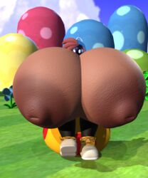 3d ass black_leggings black_skin bob-omb bomb bombi breast_expansion breasts brown_skin dark-skinned_female dark_skin expansion fuse gloves guacamolemuffler huge_ass hyper hyper_breasts hyper_growth key mario_(series) mega_mushroom mushrooms nintendo red_hair round_head sequence shy-bomb shy_gal simple_eyes simple_face super_mario_bros. super_mushroom windup windup_key