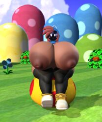 3d ass black_leggings black_skin bob-omb bomb bombi breast_expansion breasts brown_skin dark-skinned_female dark_skin expansion fuse gloves guacamolemuffler huge_ass huge_breasts huge_butt hyper_growth key mario_(series) mega_mushroom mob_face mushrooms nintendo red_hair round_head sequence shy-bomb shy_gal simple_eyes simple_face super_mario_bros. super_mushroom windup windup_key