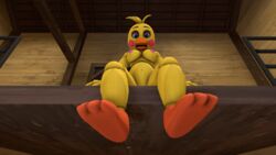 3d accurate_art_style avian beak bird five_nights_at_freddy's five_nights_at_freddy's_2 naked nude sitting solo source_filmmaker toy_chica_(classic) toy_chica_(fnaf)