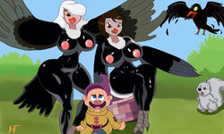 animal_humanoid animal_pussy anthro big_ass big_breasts big_butt bird black_body breasts disney female furry hugotaker nipples nude snow_white_and_the_seven_dwarfs