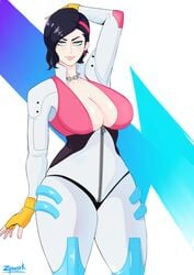 1girls bodysuit breasts female female_focus female_only fortnite fully_clothed rox_(fortnite) simple_background solo solo_female solo_focus standing tagme tight_clothing tight_fit twitter twitter_username white_bodysuit zpark