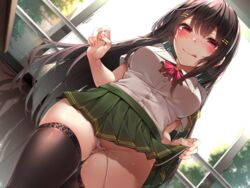 cameltoe pantsu panty_pull pussy_juice seifuku skirt_lift thighhighs toyosaki_shu