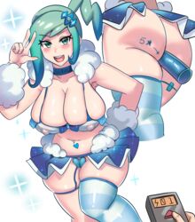 1girls ass big_ass big_breasts blue_eyes blue_hair breasts covered_pussy eye_contact female human large_ass large_breasts lisia_(pokemon) long_hair looking_at_viewer nintendo pokemon pokemon_oras standing thick_ass thick_thighs thighs ytrall