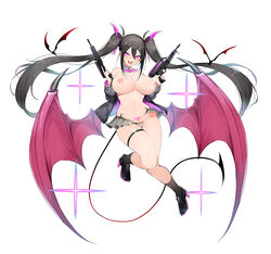 1futa areolae balls big_breasts breasts cosplay dark_hair demon_girl demon_wings full_body futa_only futanari guns hair_ornament horny human knees_together_feet_apart looking_at_viewer miniskirt mostly_nude original original_character pale_skin penis pubic_tattoo purple_eyes red_potato_rinrin solo twintails yuuki_nanase_(red_potato_rinrin)