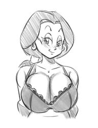 1girls big_breasts bra chichi chichi_(end_of_dbz) cleavage dragon_ball dragon_ball_z female female_focus female_only funsexydragonball huge_breasts large_breasts long_hair looking_at_viewer milf monochrome sketch solo top_heavy