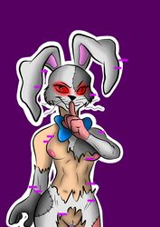 exposed_breasts exposed_pussy five_nights_at_freddy's five_nights_at_freddy's:_security_breach mask masked_female ripped_clothing seductive_look shushing solo tagme vanny vanny_(fnaf)