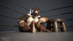 3d animated anthro balls barazoku big_muscles big_penis bull_terrier canid canine canis coach cute_fangs digital_media_(artwork) domestic_dog eddy fighters fighting_ring foreskin genitals hunting_dog hyper kemono male male/male mammal model musclegut muscular muscular_male nipples penis saucewetdream sculpt sculpture_(artwork) short_playtime solo sport terrier thick_thighs traditional_media_(artwork) uncut