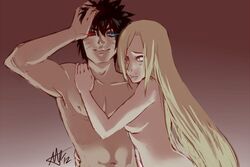 1boy 1girls black_hair black_sclera blonde_hair blue_eye blue_eyes breasts facial_markings female hair_over_one_eye heterochromia hugging ino_yamanaka ino_yamanaka_(naruto:_road_to_ninja) long_hair looking_at_viewer male naked naruto naruto:_road_to_ninja naruto_(series) naruto_shippuden nipples nude red_eye shiny_eyes smile upper_body uzumaki_menma very_long_hair whisker_markings whiskers