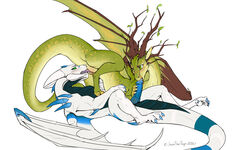 5:3 69_position absurd_res alcatraz_vorak_(character) arm_spikes blue_markings blue_penis blush branch_horns brown_markings cunnilingus dragon duo fellatio female female_on_top feral genitals green_body green_eyes hi_res holding_penis jazzthetiger knot leaf lotus_(disambiguation) male markings nature_dragon on_top oral penile penile_spines penis pussy scalie sex shoulder_spikes spikes spikes_(anatomy) spread_legs spreading straight vaginal_penetration western_dragon white_body wing_spikes