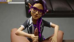 3d 4k animated black_hair blender blowjob braided_ponytail deepthroat deepthroat_mark elf elf_ears eye_contact eyeshadow female gamir_sfm glasses handjob large_penis oral paladins pointy_ears pov purple_eyes purple_hair saliva saliva_trail skinny skye_(paladins) sound throat_fuck throat_noise two_tone_hair video