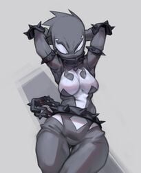 1girls andrea_benton arms_behind_head arms_up ass bodysuit breasts female hands_behind_head kelvin_hiu mania marvel marvel_comics pose posing seductive she-venom symbiote tagme thick_ass thick_thighs thighs tight_clothing tight_fit venom