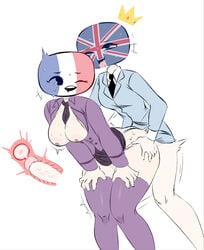 1futa 1girls ambiguous_penetration areolae ass bottomless breasts cleavage clothed clothing countryhumans countryhumans_girl cross_section cum cum_in_pussy cum_inside ejaculation female flag flawsy france france_(countryhumans) french_flag futa_on_female futanari humanoid knees_together_feet_apart legs mostly_clothed orgasm pale_skin penetration penis personification rolling_eyes sex solo stockings sweat thighhighs tongue tongue_out union_jack united_kingdom united_kingdom_(countryhumans) vaginal_penetration