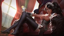 big_breasts feet female female_only french_maid_nidalee league_of_legends liquidshadow maid nidalee riot_games the_grind_series