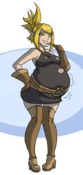 axel-rosered belly_bulge belly_expansion big_belly blonde_hair boots cleavage cra evangelyne expansion female fetish gloves green_eyes long_ears looking_at_viewer pointy_ears sideboob simple_background smiling stomach_noises tagme teeth tight_clothing toothpick wakfu wide_hips