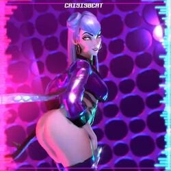 1girls 3d animated breasts busty crisisbeat ear_piercing earrings evelynn female_only hoop_earrings k/da_all_out_evelynn k/da_all_out_series league_of_legends lips mostly_nude music partially_clothed piercing sound thenaysayer34 video voluptuous