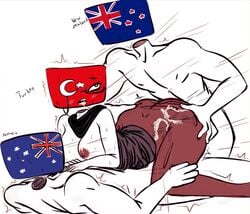 1girls 2boys anal anal_penetration anal_sex areolae ass ass_grab australia_(countryhumans) australian_flag big_penis blush blushing blushing_at_partner boobs breasts butt clothed clothed_female clothed_sex countryhumans countryhumans_girl cum cum_in_ass cum_in_pussy cum_inside cumming_together cumming_while_penetrating cumshot doggy_style doggy_style_position double_penetration enjoying faceless_male female female_focus female_orgasm flawsy fucked_from_behind glasses grabbing grabbing_ass half_naked heart heart-shaped_pupils internal internal_cumshot looking_at_partner looking_back loving_it lying lying_on_back lying_on_bed lying_on_partner lying_on_stomach motion_lines muscular muscular_male new_zealand_(countryhumans) new_zealand_flag nipples nude nude_male_clothed_female older_female open_mouth penis penis_in_ass penis_in_pussy pleasure pleasure_face pleasured_female red_nipples saliva sex_from_behind tagme thick_ass threesome tongue turkey_(countryhumans) turkish_flag twitch_lines vaginal vaginal_penetration vaginal_sex x-ray