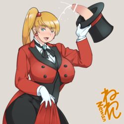 1futa blonde_hair blue_eyes blush censored clothed clothing cum cum_on_face ejaculation eva_(neone-x) fully_clothed futa_only futanari gloves hands-free magic_trick magic_user magician neone-x penis ponytail portal red_coat solo solo_futa thick_thighs top_hat