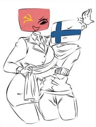 countryhumans countryhumans_girl finland_(countryhumans) flawsy soviet_union_(countryhumans) tagme