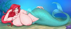 1girls absurdres alternate_breast_size areolae ariel armpits big_breasts breasts disney exposed_breasts female female_only female_solo highres huge_breasts large_breasts looking_at_viewer mermaid nipples raidouzero red_hair solo solo_female the_little_mermaid thick_thighs topless topless_female underwater wide_hips